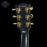 Back of Gibson Custom Dealer Select Les Paul Custom Ebony Ultra Light Aged CS502595 headstock.