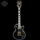 Full frontal of Gibson Custom Dealer Select Les Paul Custom Ebony Ultra Light Aged CS502595.