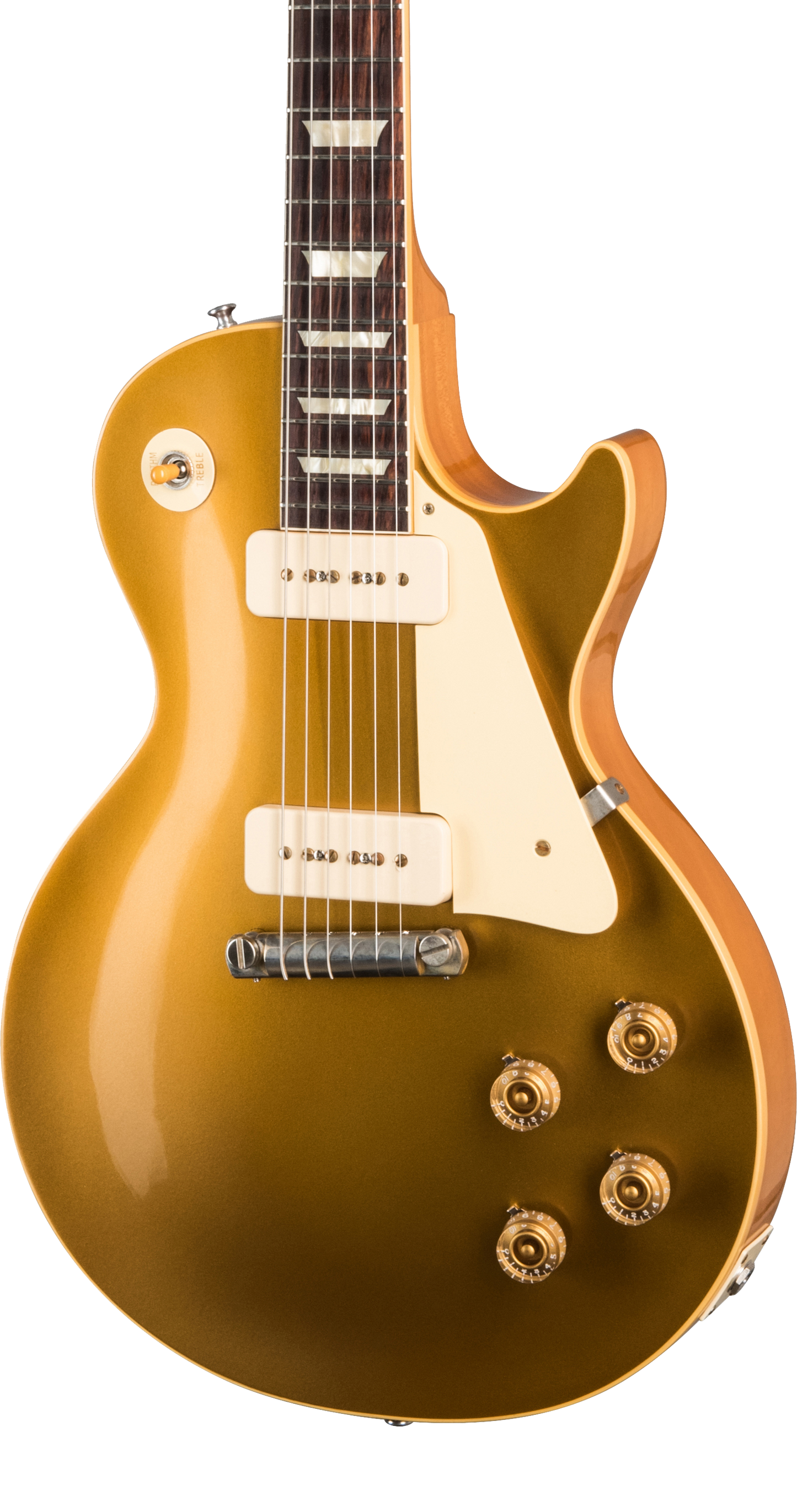 Front of Gibson Custom Shop 1954 Les Paul Gold Top VOS NH.