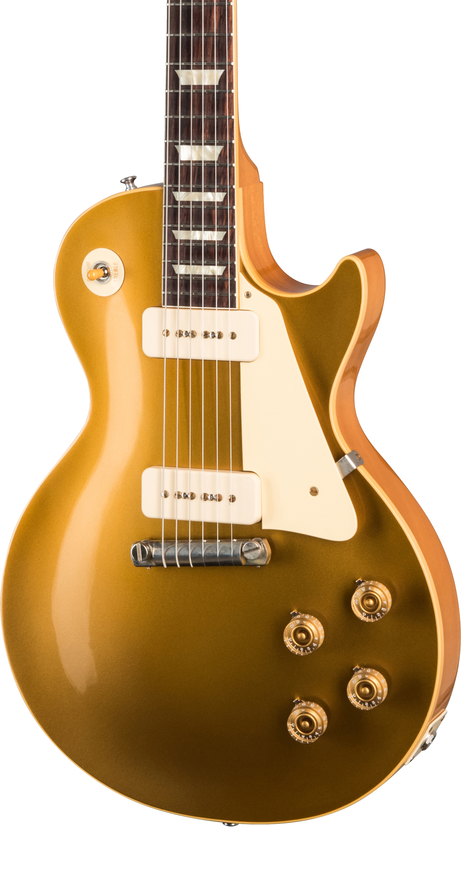 Front of Gibson Custom Shop 1954 Les Paul Gold Top VOS NH.