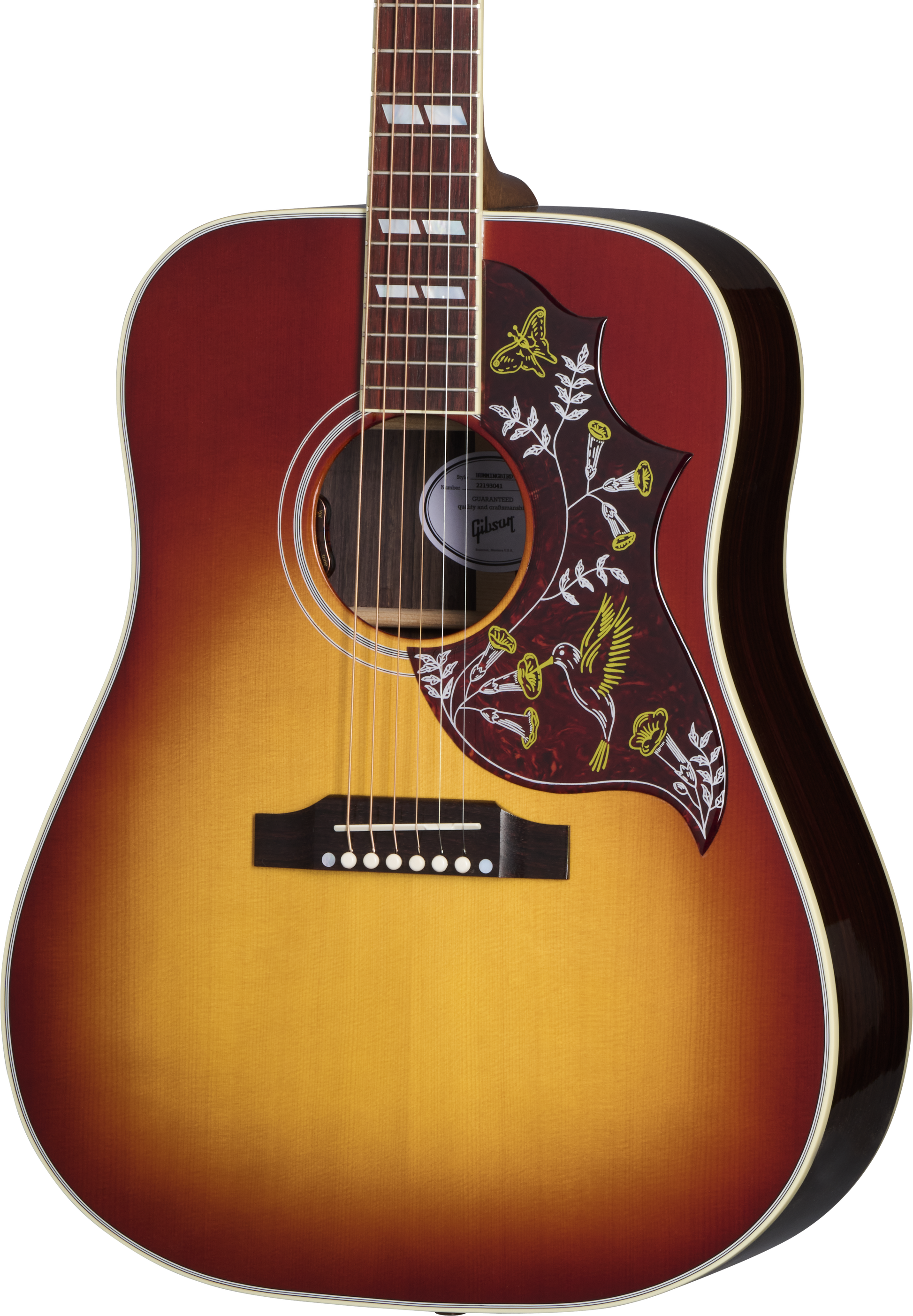 Front of Gibson Hummingbird Standard Rosewood.