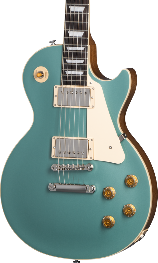 Front of Gibson Les Paul Standard 50s Plain Top Inverness Green Top.