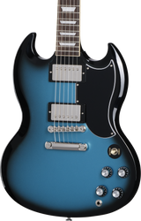 Front of Gibson SG Standard 61 Stop Bar Pelham Blue Burst.