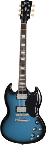 Full frontal of Gibson SG Standard 61 Stop Bar Pelham Blue Burst.