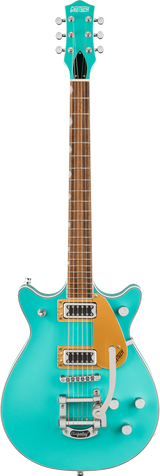 Full frontal of Gretsch Electromatic Double Jet FT Caicos Green.