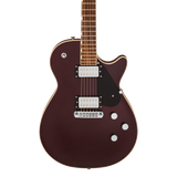 Front of Gretsch Electromatic Jet Dark Cherry Metallic.