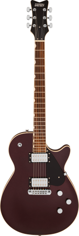 Full frontal of Gretsch Electromatic Jet Dark Cherry Metallic.
