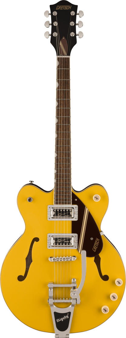 Full frontal of Gretsch G2604T STRML RALLY CB Two-Tone Bamboo Yellow/Copper Metallic.