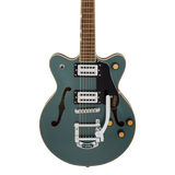 Front of Gretsch G2655T Streamliner Center Block Jr. Double-Cut w/Bigsby Gunmetal 2 Tone.