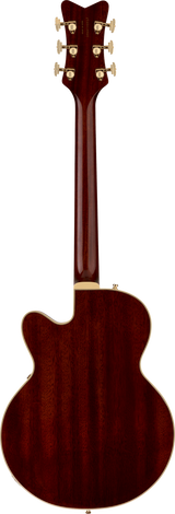 Back of Gretsch Limited Edition Falcon Center Block Jr. Bigsby Quilted Maple Ebony Roundup Orange.