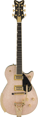 Full frontal of Gretsch Limited Pro Penguin Champagne Sparkle.