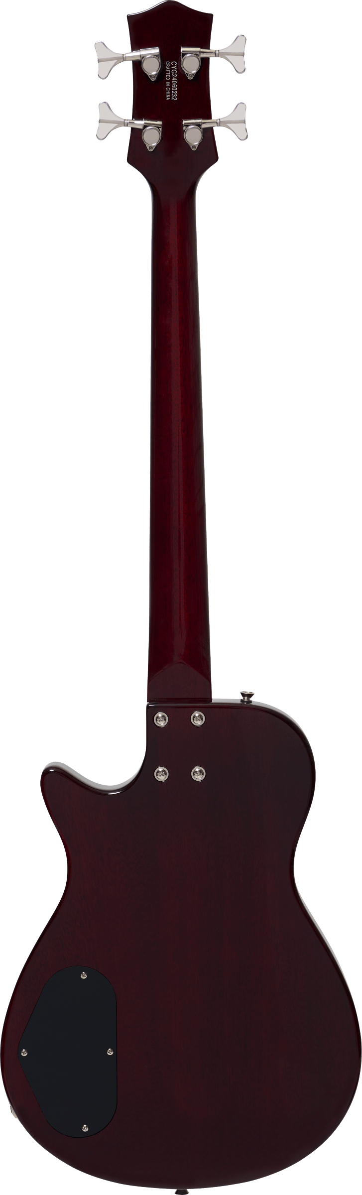 Back of Gretsch Streamliner Jet Club Bass Single-Cut Laurel Fingerboard Havana Burst.