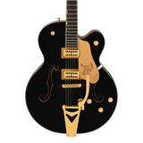 Front of Gretsch Synchromatic Falcon Single-Cut w/Bigsby Black.