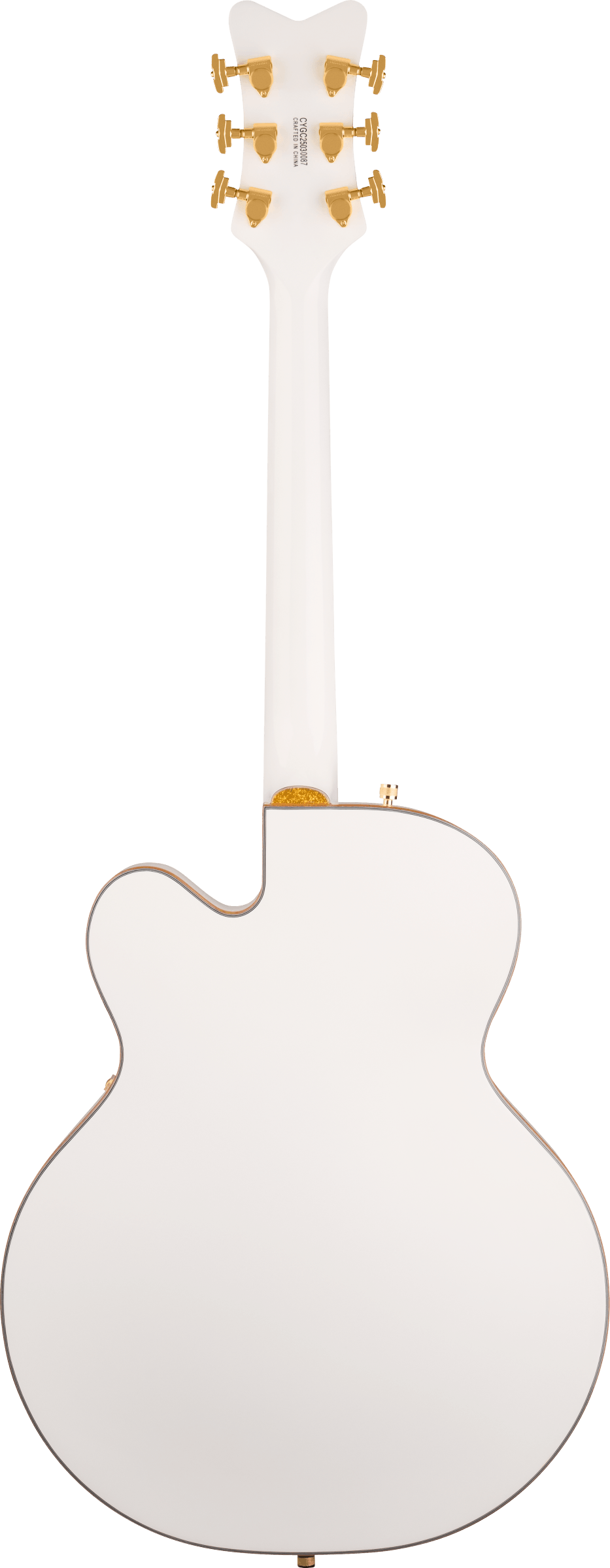 Back of Gretsch Synchromatic Falcon Single-Cut w/Bigsby Snowcrest White.