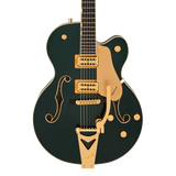Front of Gretsch Synchromatic Nashville w/Bigsby Cadillac Green.