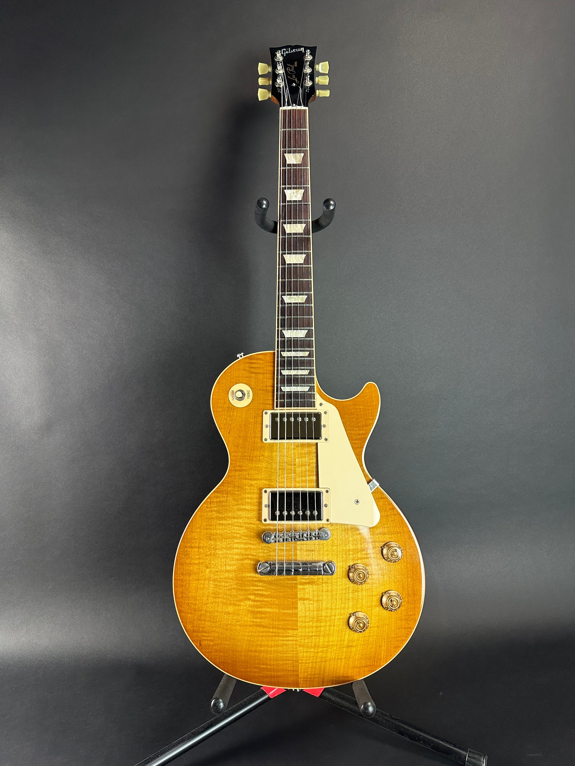 Full front of Used Gibson Les Paul Standard Honeyburst.