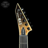 Headstock of Used ESP LTD M-1000 HT Blackburl Fade.