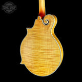 Back angle of Used Epiphone Mandolin MM50E /VN Natural.