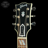 Headstock of Gibson Custom Dove Alpine White LR Baggs VTC.