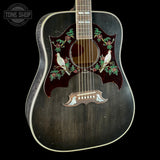 Front angle of Gibson Custom Made 2 Measure Dove Double Guard Trans Ebony Light Aged.