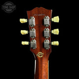 Back of headstock of Gibson Custom Made 2 Measure J-185 Original Mahogany Gold Top VOS LR Baggs VTC.
