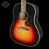Front angle of Gibson Custom Made 2 Measure J-45 Standard Long Scale Vintage Sunburst.