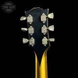 Back of headstock of Gibson Custom Limited 68 Les Paul Custom Ebony Top Gold Back Light Aged.