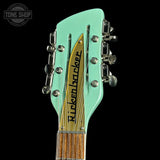 Headstock of Used 2025 Rickenbacker 360/12 Seafoam Green Pearl 12 String.