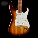 Front angle of Used 2015 Fender Custom Shop Artisan Okoume Strat.