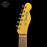 Headstock of Used 2020 Fender Jimmy Page Mirror Telecaster White Blonde.