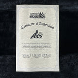 Certificate of authenticity for Ernie Ball Music Man 30th Anniversary Axis Translucent Blue Quilt.