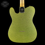 Back of Fender Custom Shop TSG Exclusive ’52 Telecaster Chambered Chartreuse Sparkle Journeyman Relic.