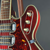 Detail shot of Vintage 1965 Harmony H-78 Red Burst.