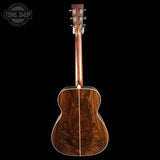 Full back of Used Martin Custom Shop 0000 28 Style Adirondack / WEIR 1935 Sunburst.