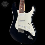 Front angle of Used 2010 Fender Custom Shop 1960 Stratocaster NOS Black Matching Headstock.