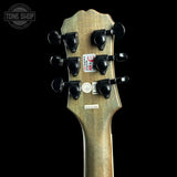 Back of headstock of Used Epiphone Les Paul Custom Prophecy.