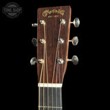 Headstock of Used 2025 Martin Custom Shop D-18 1937 Authentic Sinker Mahogany.