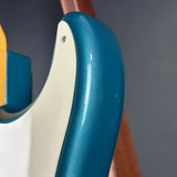 Wear on horn of Used 2010 Fender Custom Shop Greg Fessler Masterbuilt 50s Closet Classic Strat Lake Placid Blue.