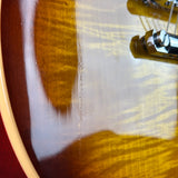 Sunken grain on body of Gibson Les Paul.