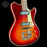 Front angle of Powers Electric A-Type Select Washed Cherry / Garnet Red.