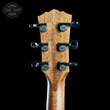 Back of headstock of Taylor Gold Label 714e Prototype Sunburst Indian Rosewood/Torrefied Sitka Firestripe PG.