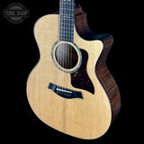 Front angle of Taylor 614ce Prototype Next Generation Maple/Torrefied Sitka.