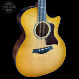 Front angle of Taylor 614ce Prototype Next Generation Maple/Torrefied Sitka.