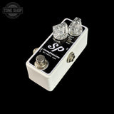 A white and black Ayreton Spire guitar effects pedal with clear knobs and a silver footswitch, shown on a solid black background.