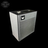 Guitar amplifier with a brand logo on a black background