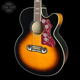 Front angle of Used Epiphone J-200 Studio EC Sunburst.