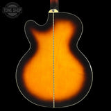 Back of Used Epiphone J-200 Studio EC Sunburst.