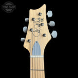 Headstock of Used PRS SE Silver Sky Gray.