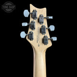 Back of headstock of Used PRS SE Silver Sky Gray.