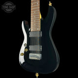 Front angle of Used Schecter Omen-8 Left Handed Black.
